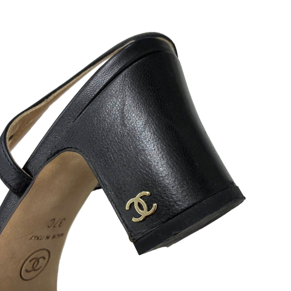 Chanel Slingback Strap Pumps Black Heel — view 8