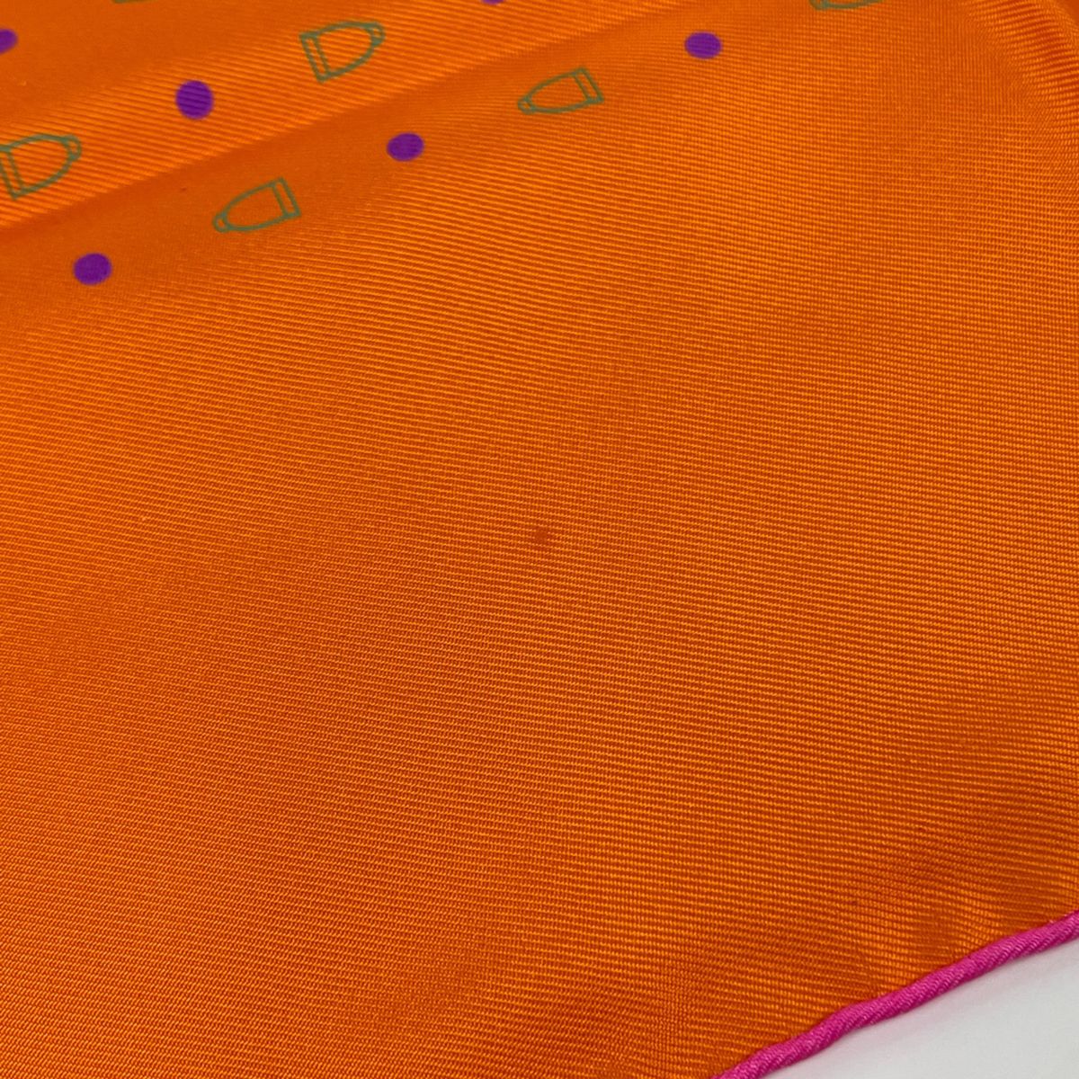 Hermes Carre 90 Dot Pattern Scarf Silk Orange Multicolor — view 3