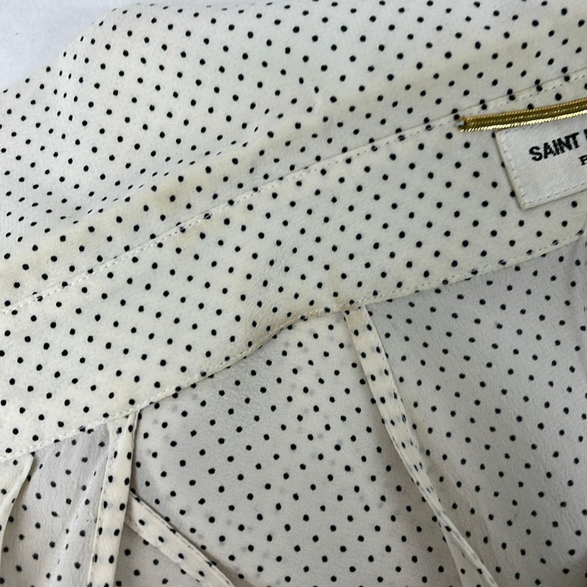 Saint Laurent Paris Sleeveless Shirt Blouse White Dot Pattern — view 5