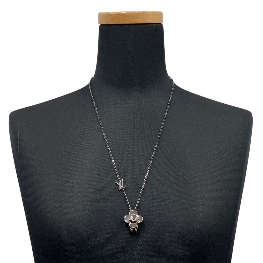 Louis Vuitton Pendant Vivienne Necklace LV Charm Black — view 5