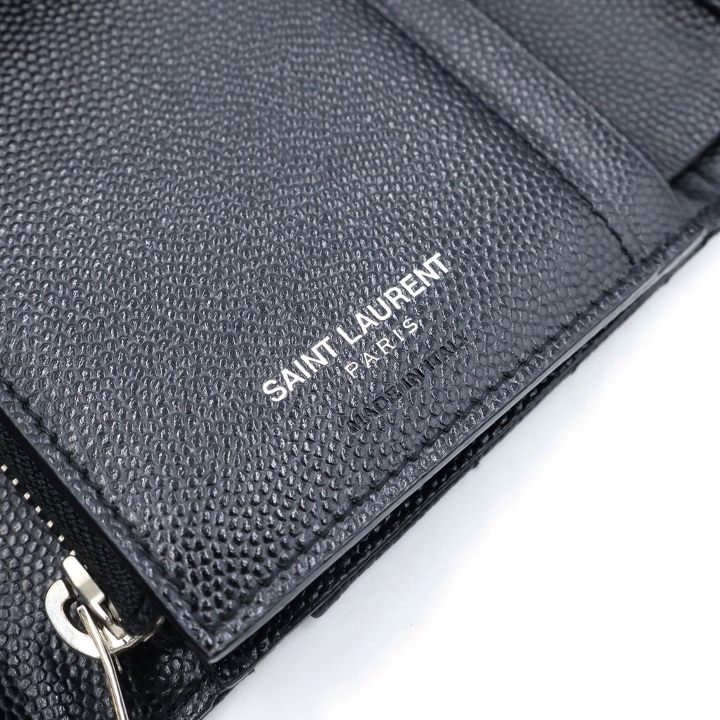 Saint Laurent Cassandra V-stitch Compact Three Fold Wallet Trifold Leather — view 6