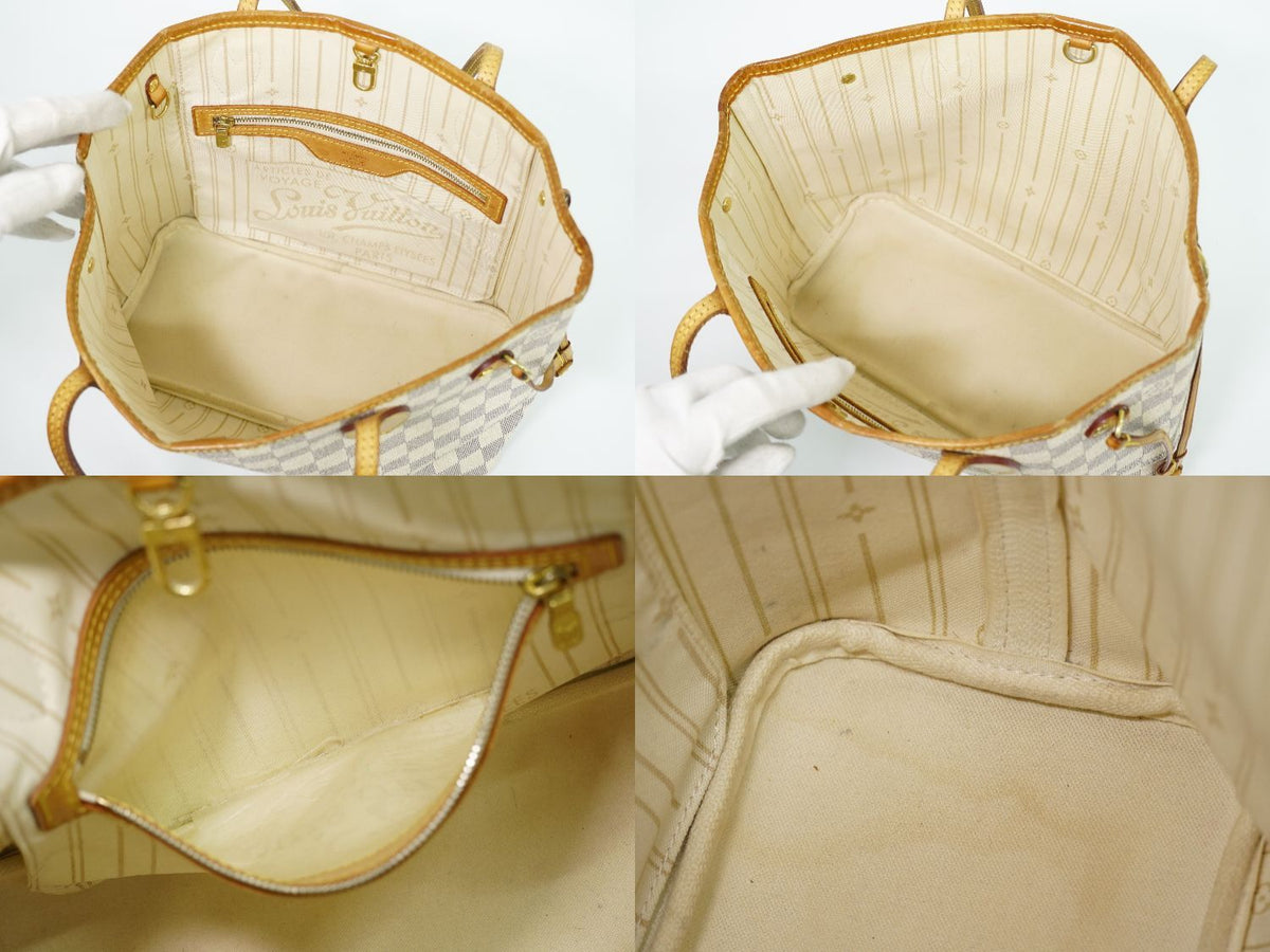 Louis Vuitton LV Vintage Shape Neverfull PM Damier Azur Tote Bag White Gray — view 8