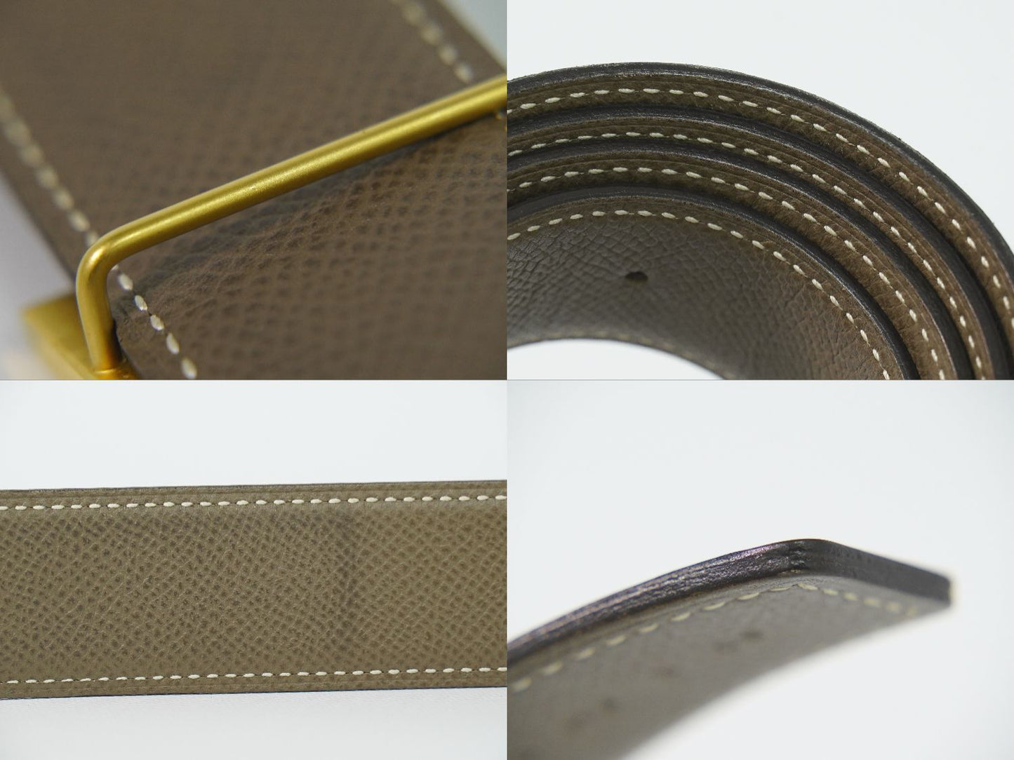 Hermes Constance H Belt 80 Leather Black Greige Gold — view 8