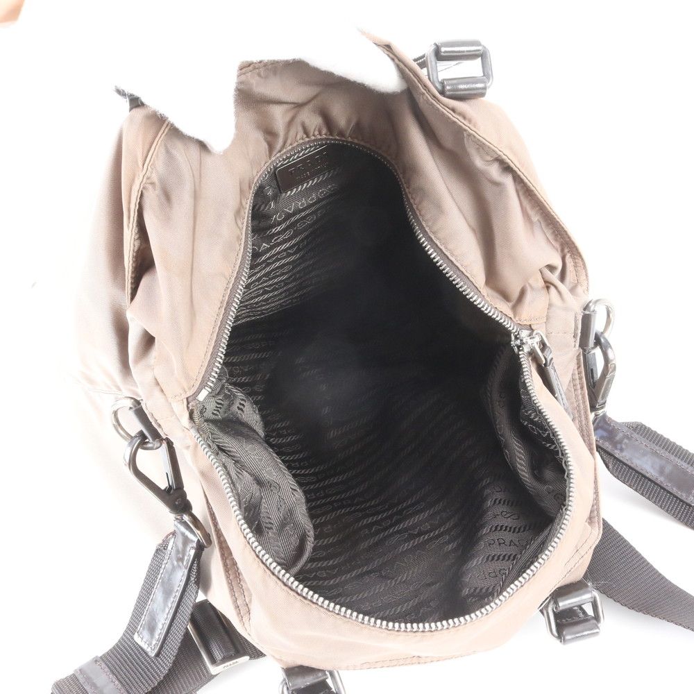Prada Tessuto Nylon Triangle Logo Leather 2-Way Shoulder Bag Crossbody — view 8