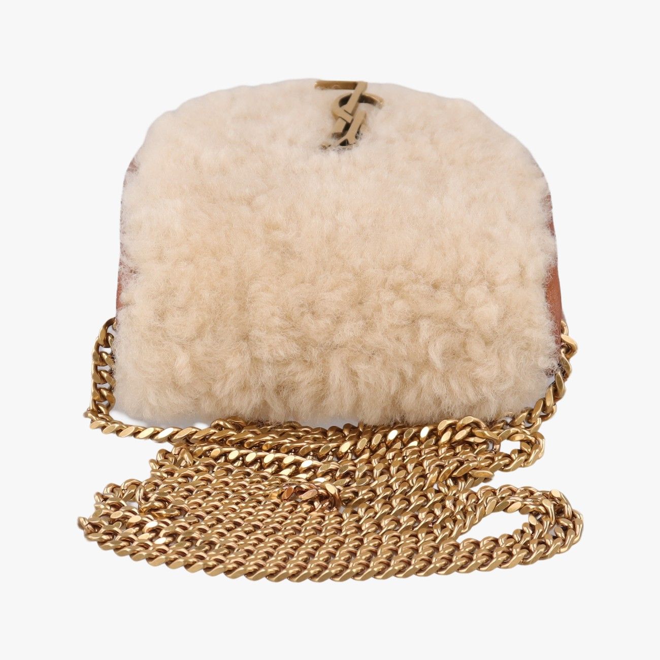 Saint Laurent Le K Baby Satchel Brown Shearling Leather — view 8