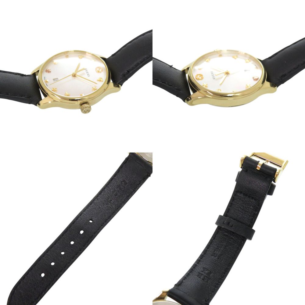 Gucci 126.5 SS Leather White Shell Black Quartz Watch Dial — view 8