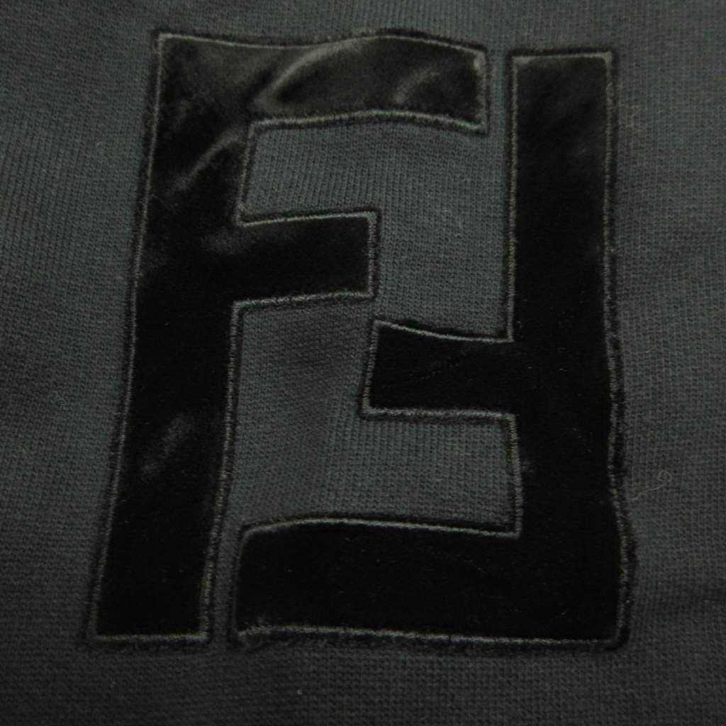 Fendi Sweatshirt Black Zucca Fleece Lining Velour Logo Top Vintage 40 — view 7
