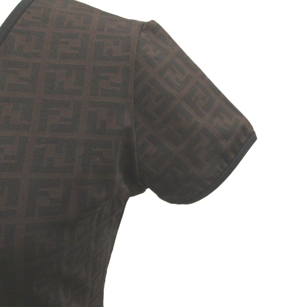 Fendi T-Shirt Zucca Pattern All Over Print Brown Black Short Sleeve Vintage 40 — view 6