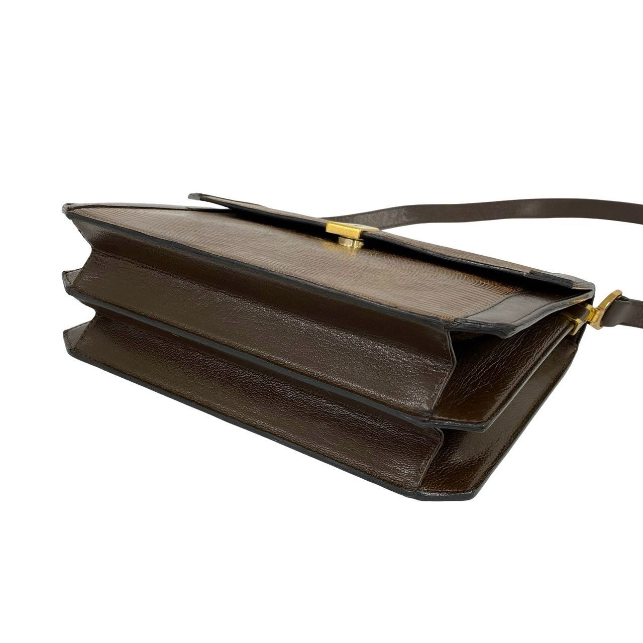 Saint Laurent Vintage YSL Logo Leather Shoulder Bag Pochette Brown — view 8