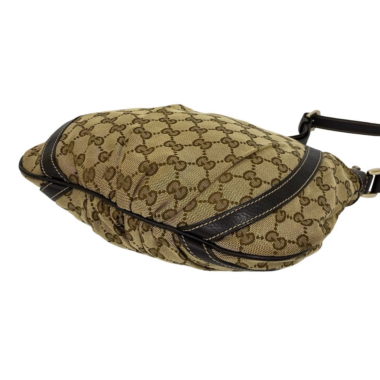 Gucci Abbey Logo Canvas Leather Shoulder Bag Pochette Crossbody Brown — view 8