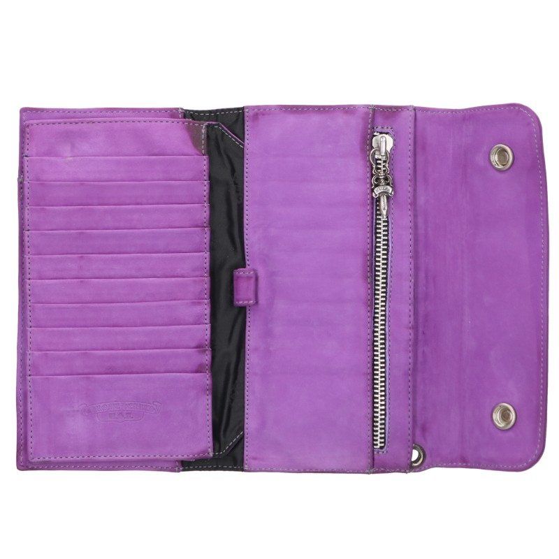 Chrome Hearts Wave Cross Ball Button Suede Leather Wallet — view 3