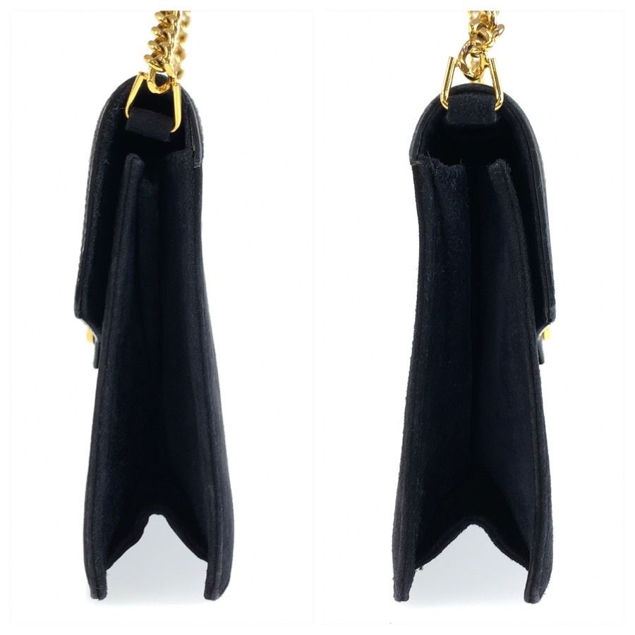 Gucci Vintage Sherry Line Navy Gold Suede Chain Shoulder Bag — view 8