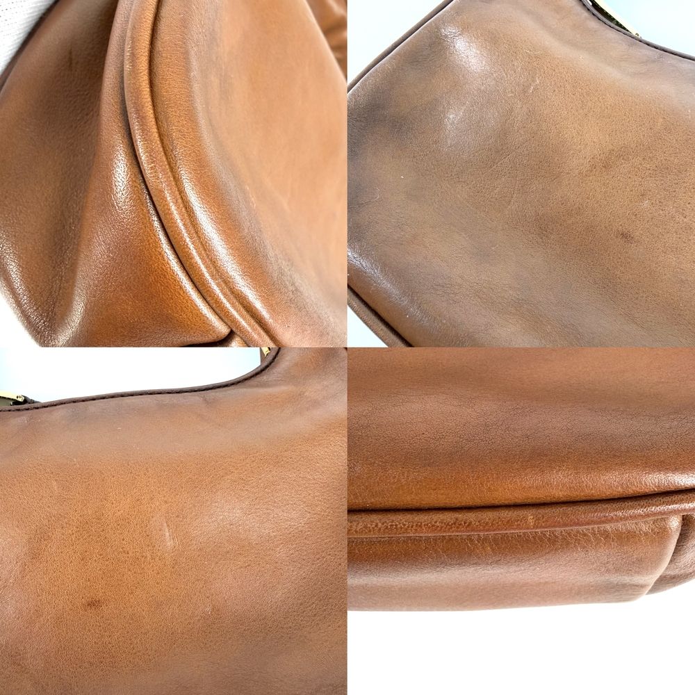 Miu Miu 2-Way Logo Hobo Shoulder Bag Leather Brown Gold — view 8