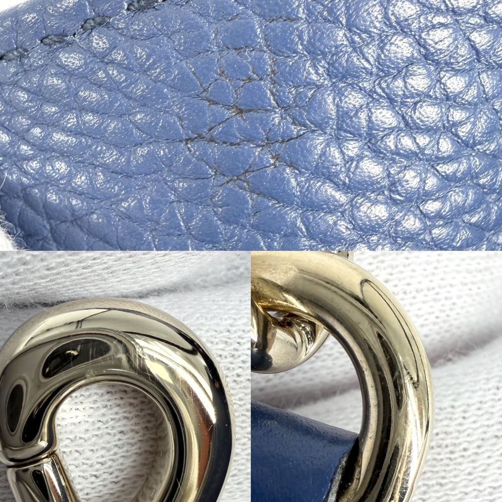 Gucci Tote Bag Soho Interlocking G Shoulder Leather Blue Gold — view 7