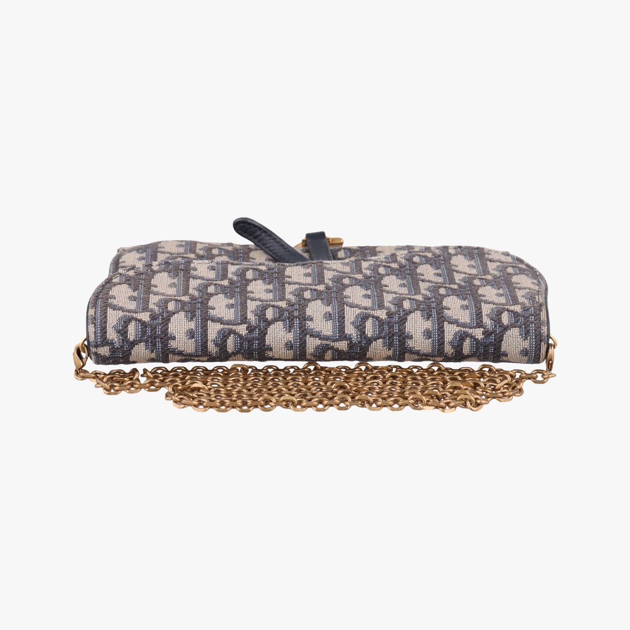 Dior Saddle Navy Gray Jacquard Leather Shoulder Bag — view 8