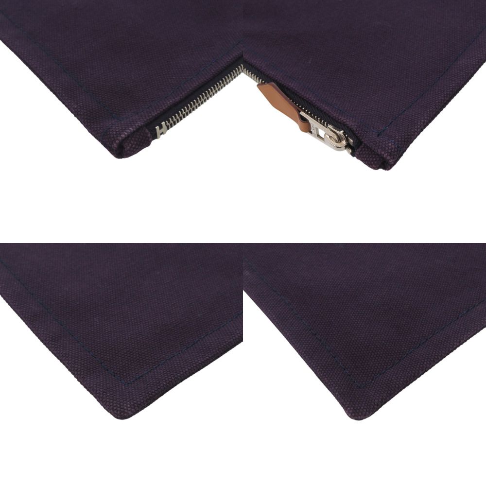 Hermes Flat Pouch PM Cotton Canvas Purple — view 5