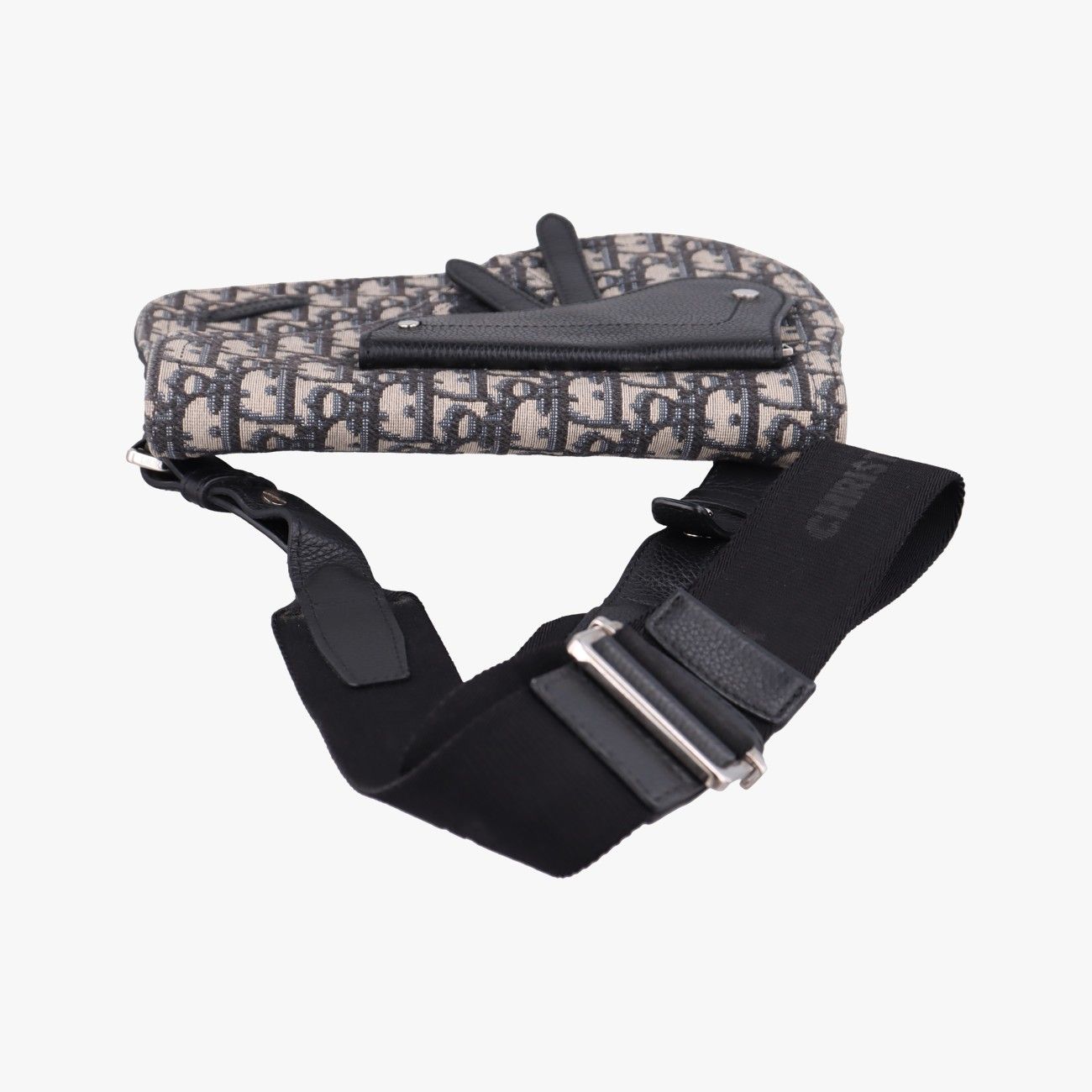 Dior Saddle Pouch Navy Black Jacquard Leather — view 8