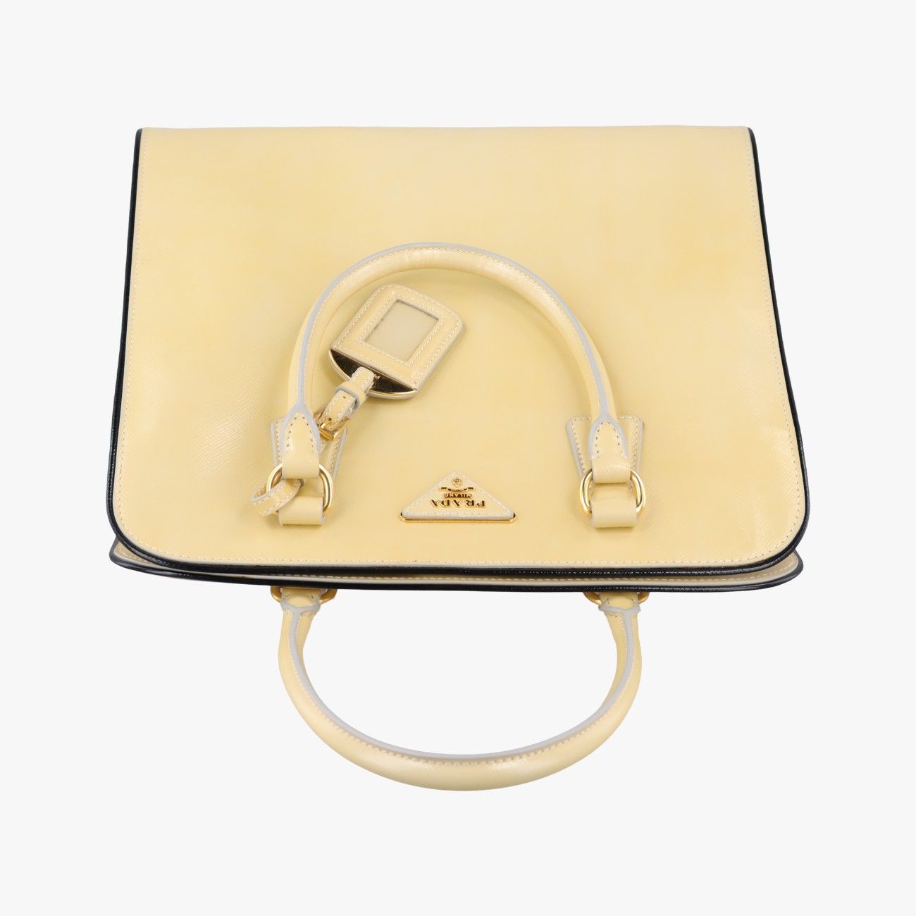 Prada Open Tote Bag Yellow Saffiano Patent 7 — view 8