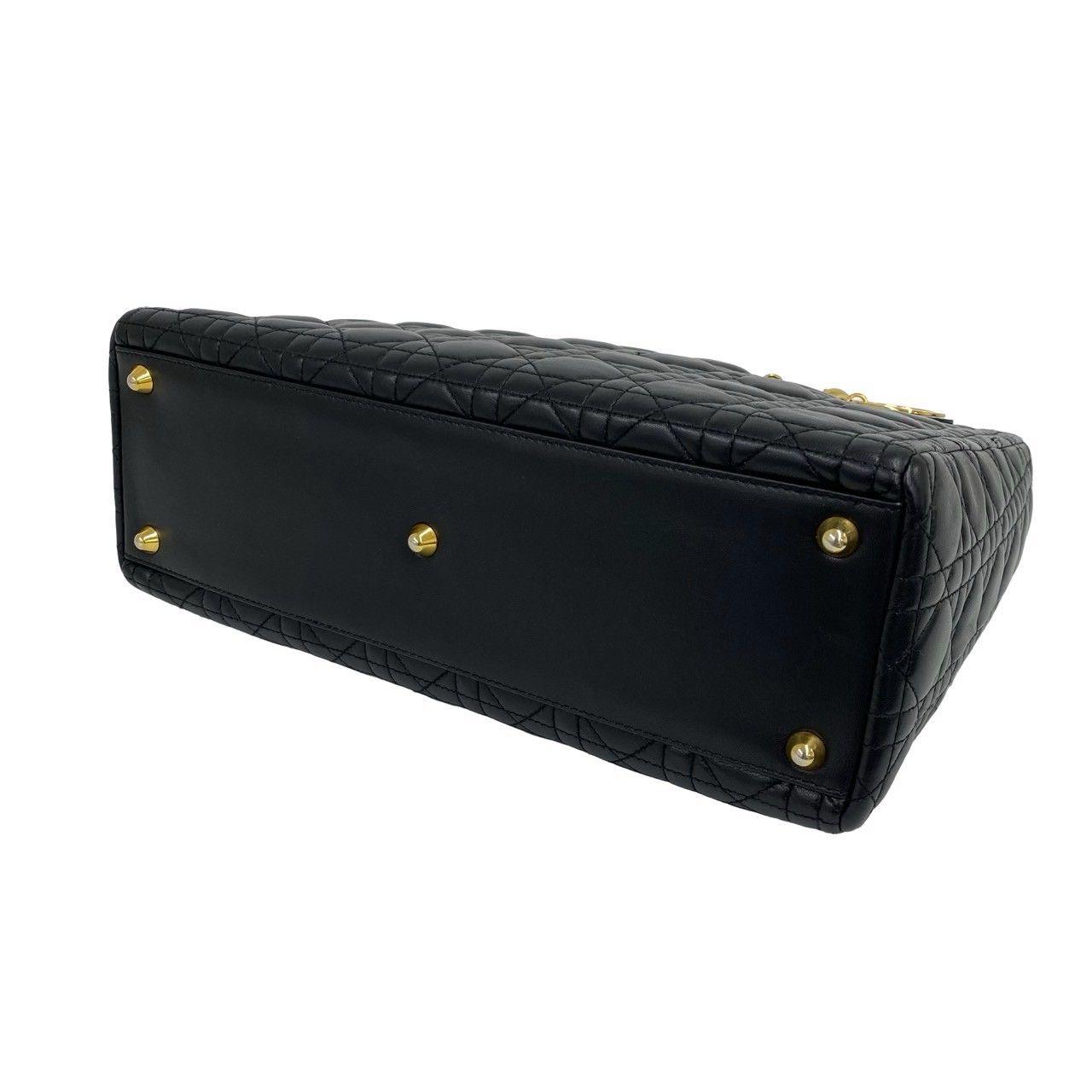 Dior Bag with Key Lady Cannage Stitch Leather Handbag Black — view 8