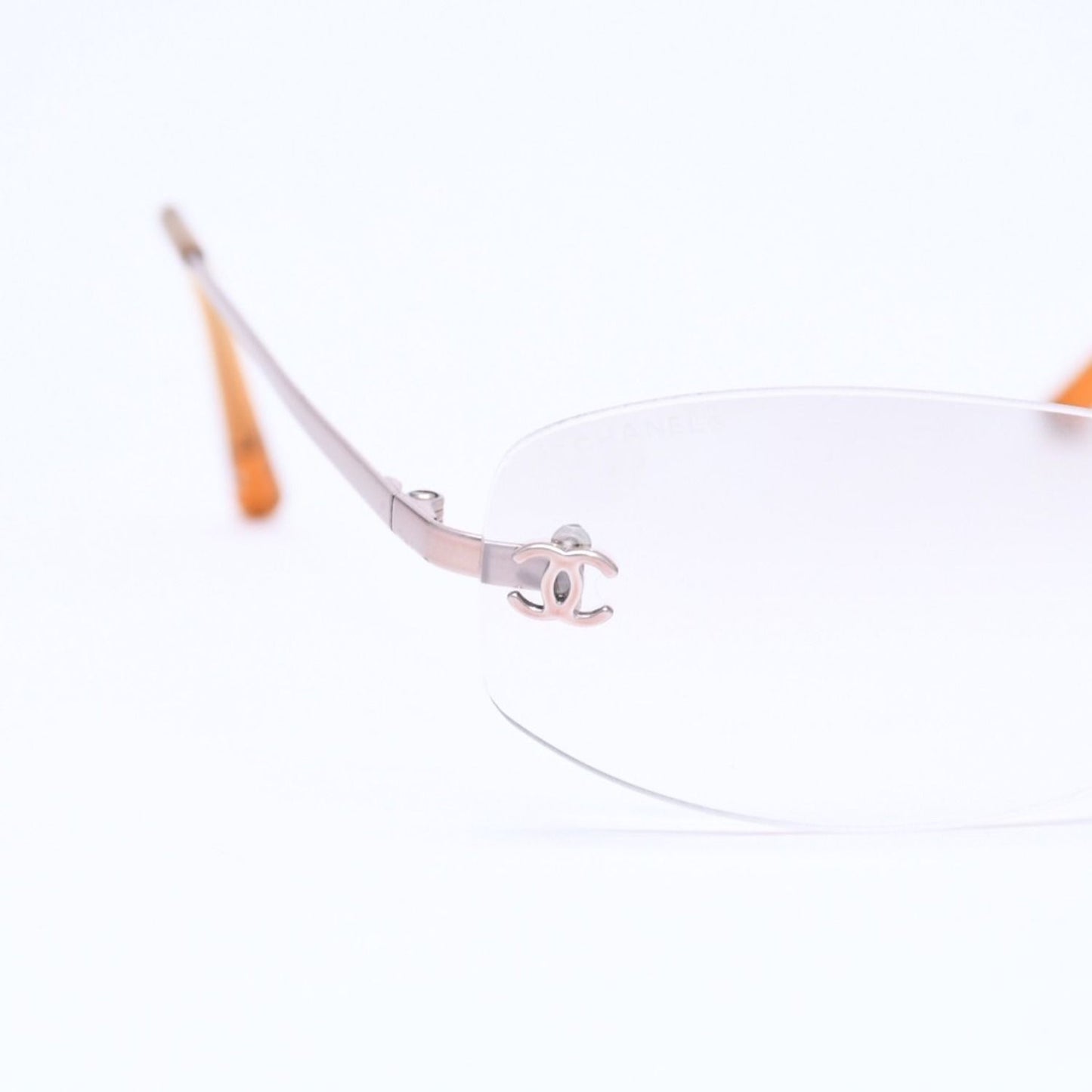 Chanel Rimless Side CC Logo Sunglasses Gradient Lens Silver Frame Eyewear — view 8