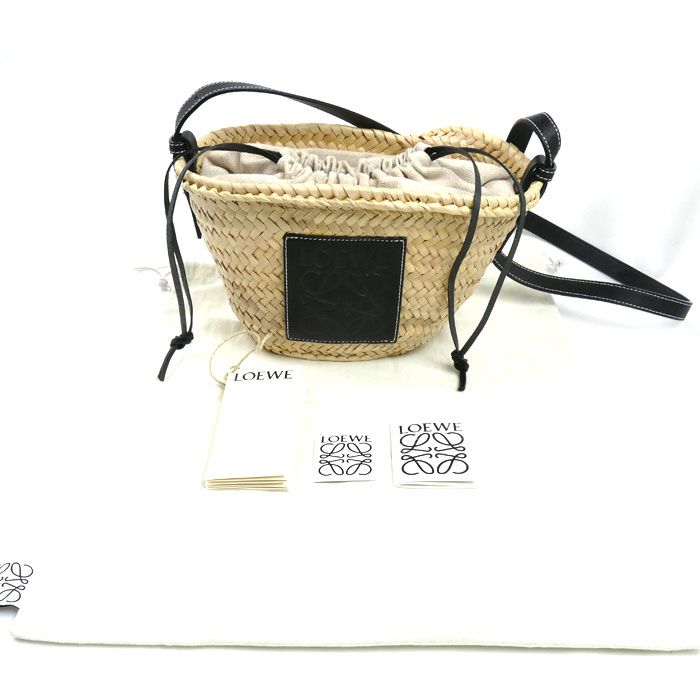 Loewe Drawstring Bucket Bag Natural Black — view 8