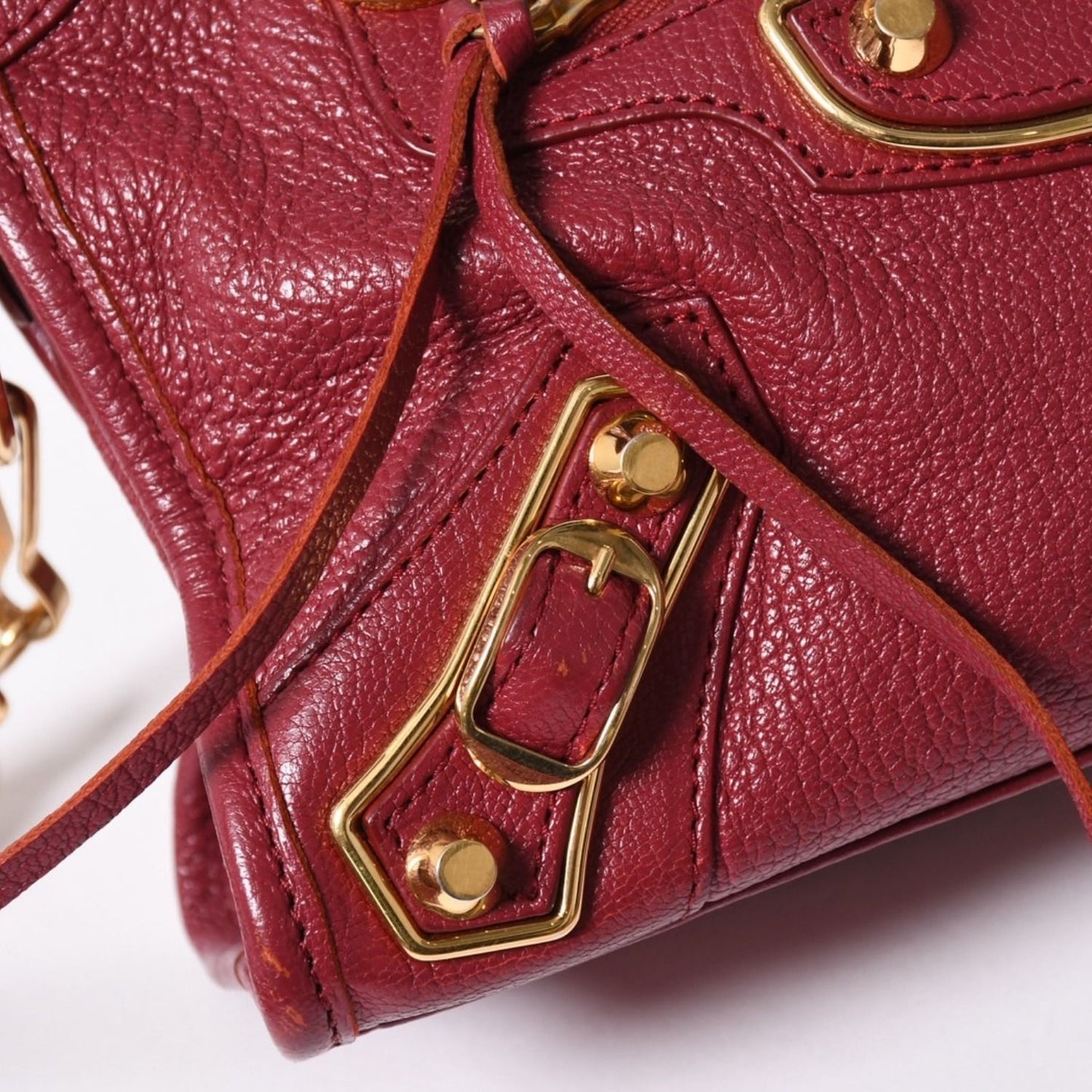 Balenciaga Classic Metallic Edge Mini City 2-Way Shoulder Bag Bordeaux Gold — view 8