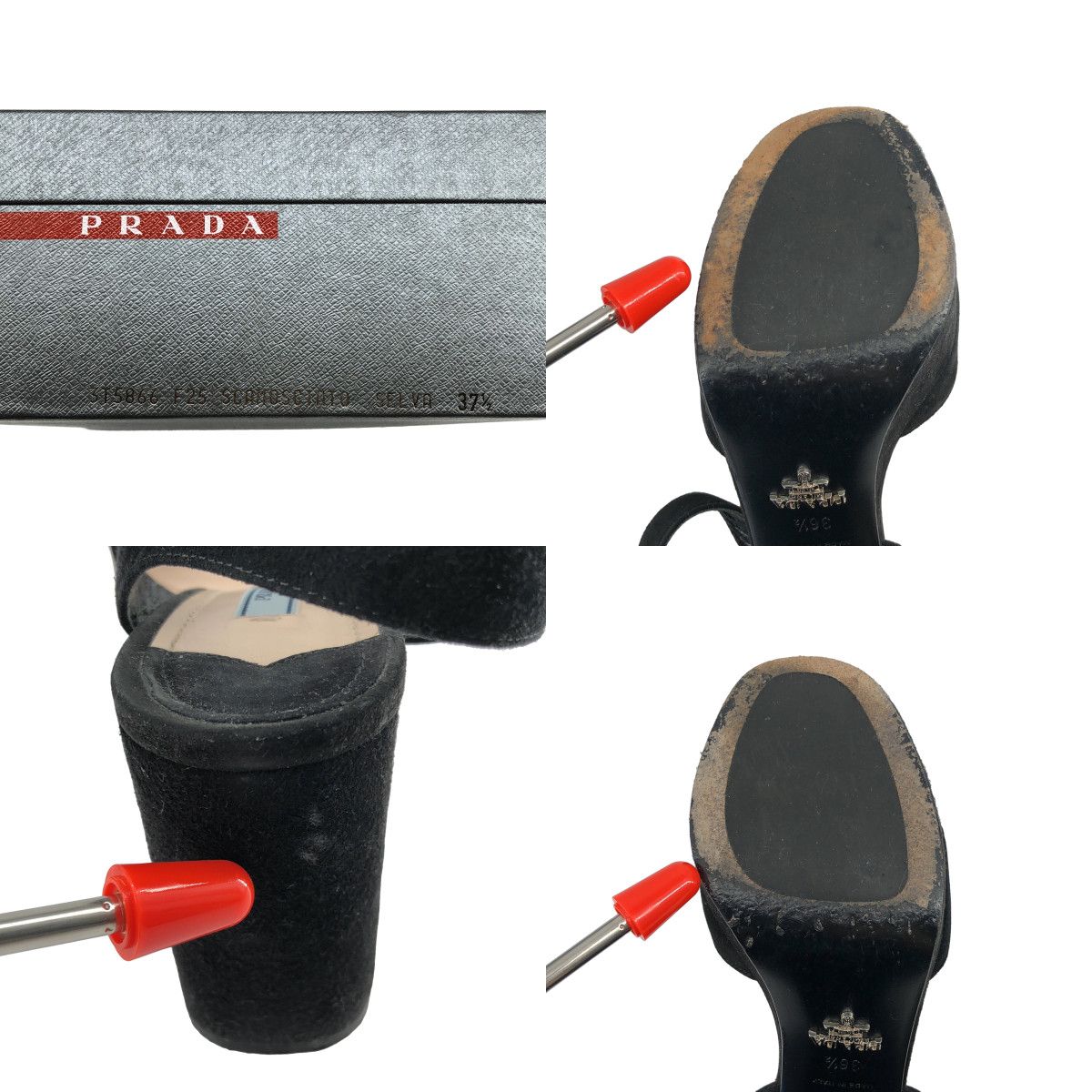 Prada Suede Cross Strap Platform Sandals Black — view 8
