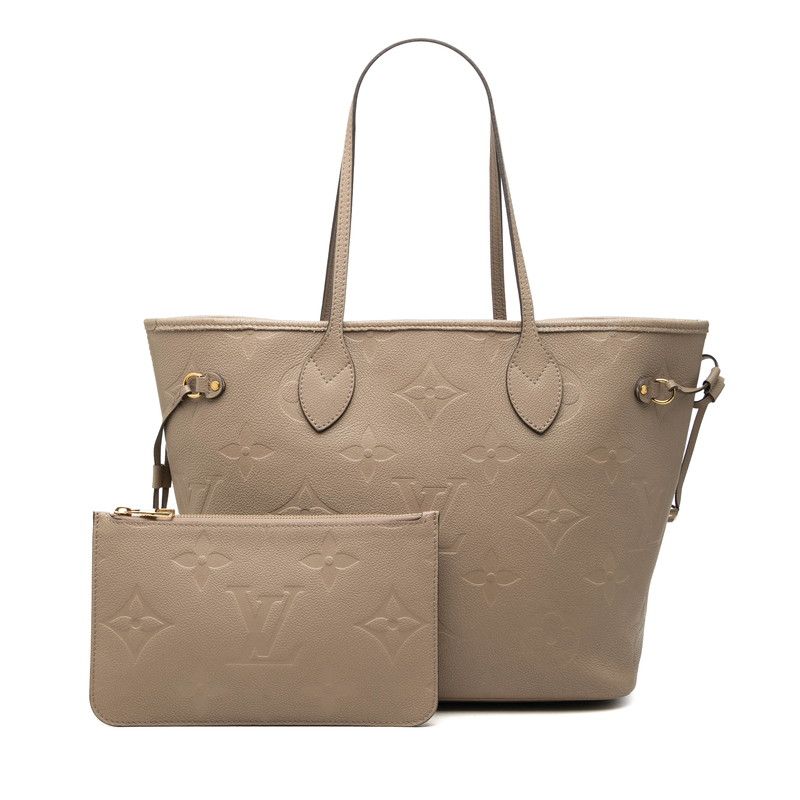 Louis Vuitton Monogram Empreinte Neverfull MM Tote Bag Tourterelle Greige — view 6