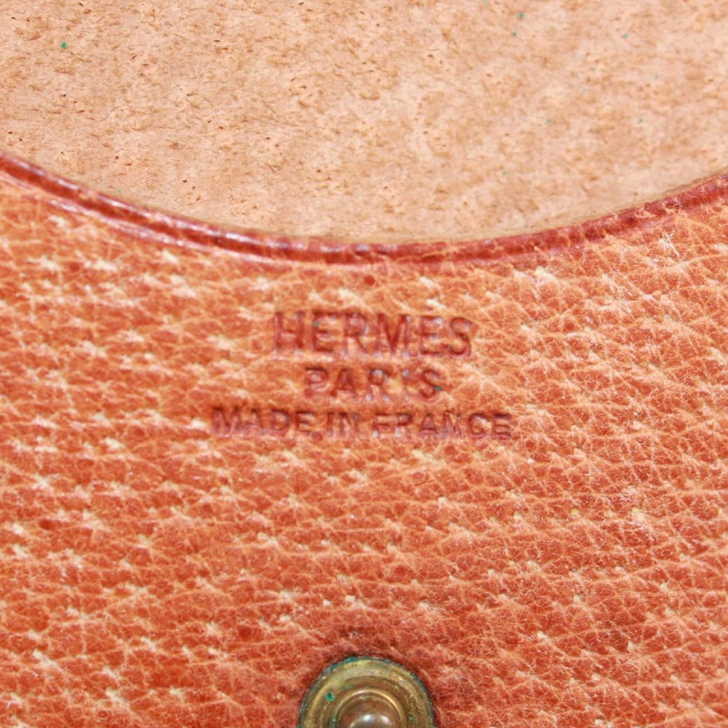 Hermes Sellier Coin Purse Leather Brown Wallet Gold — view 8