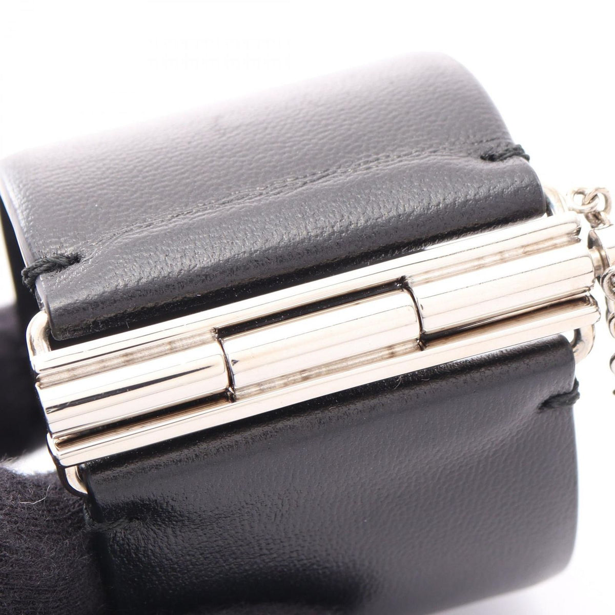 Chanel Bangle CC Logo Black Leather Bracelet — view 8