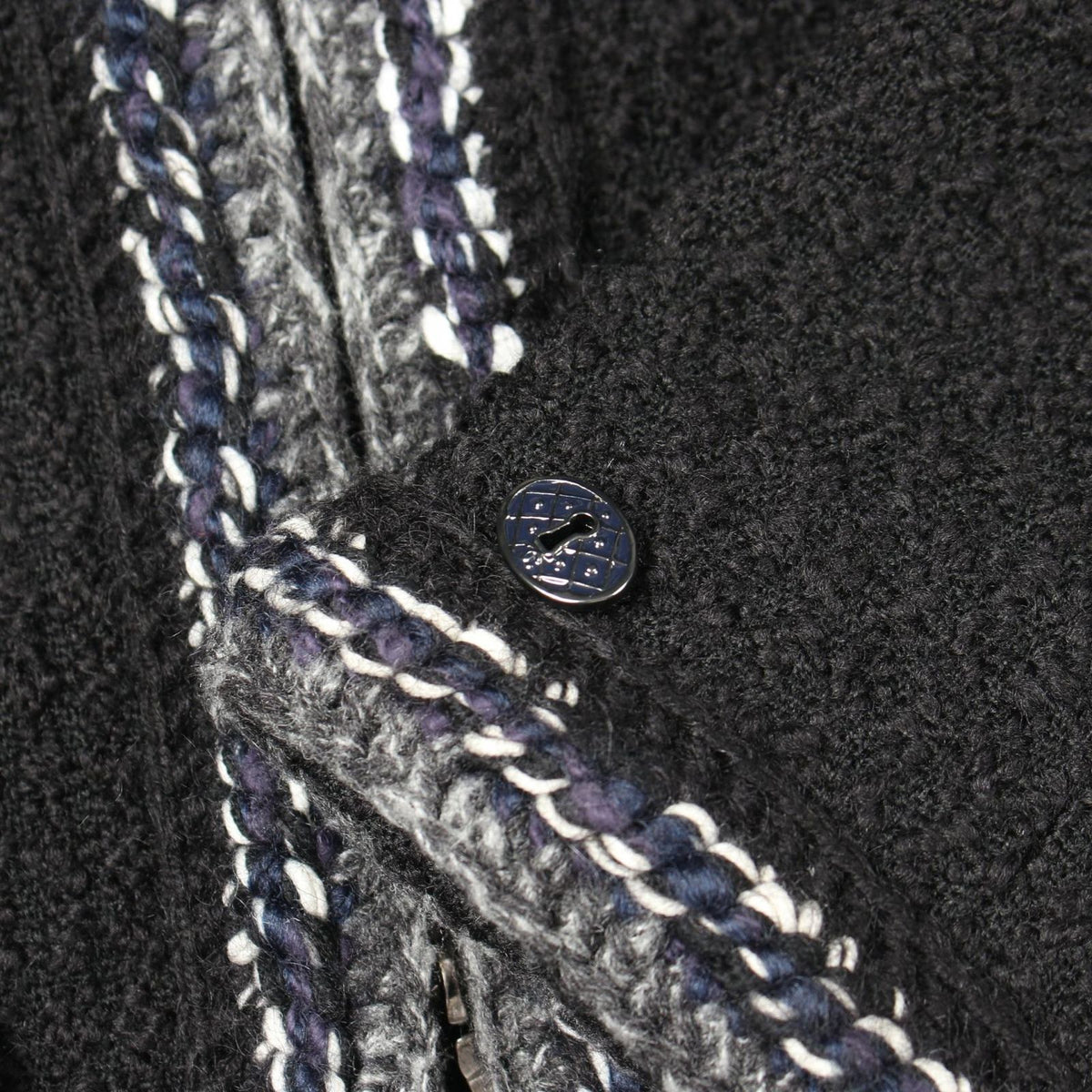 Chanel Collarless Jacket CC Logo Button Tweed Wool — view 8