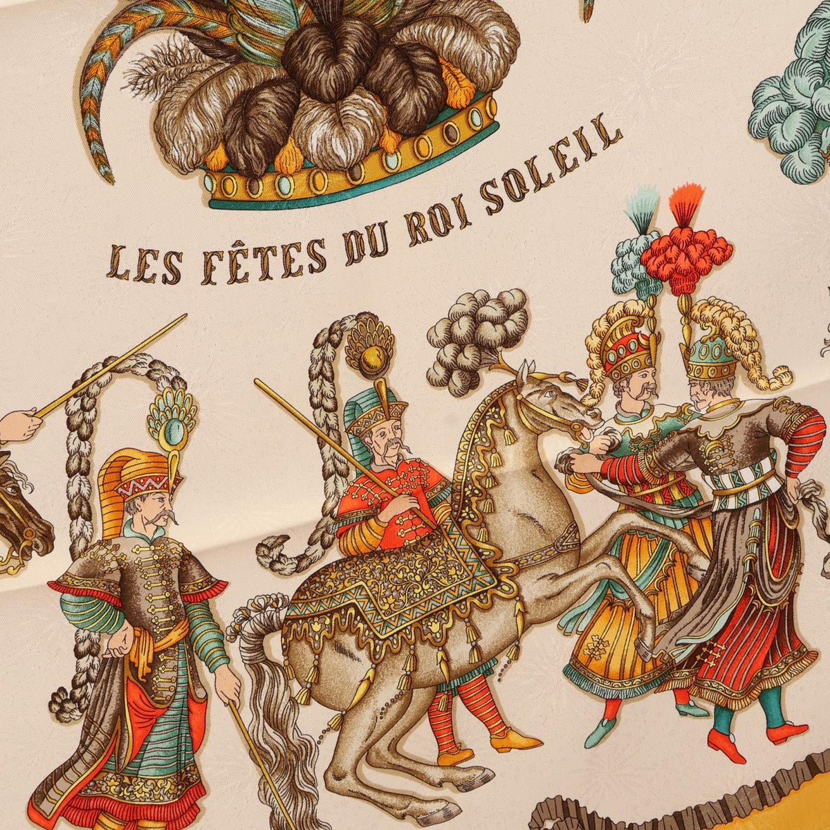 Hermes Scarf Carre 90 les Fetes du Roi Soleil Yellow Silk — view 4