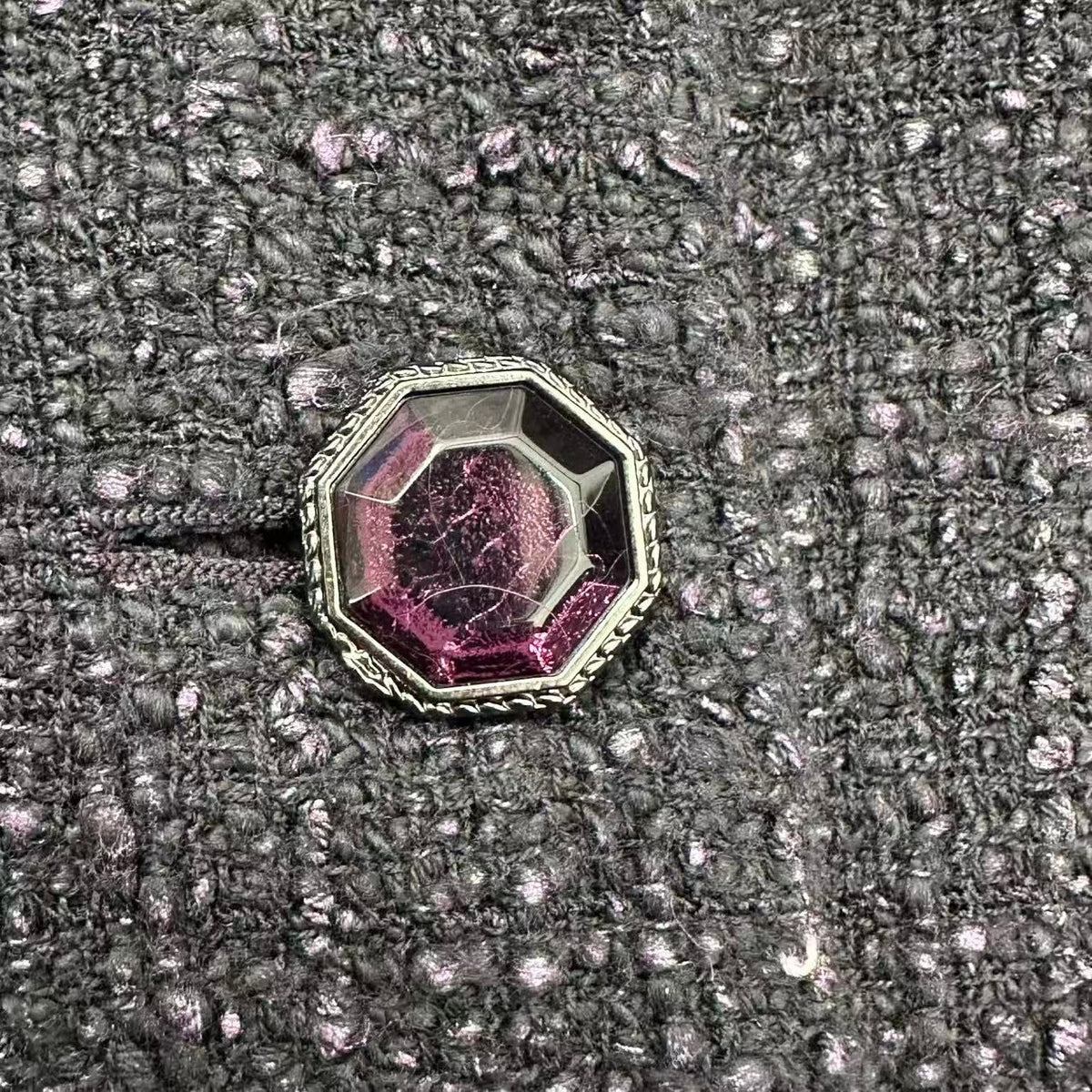 Chanel Jacket Tweed Silk Black Purple — view 8