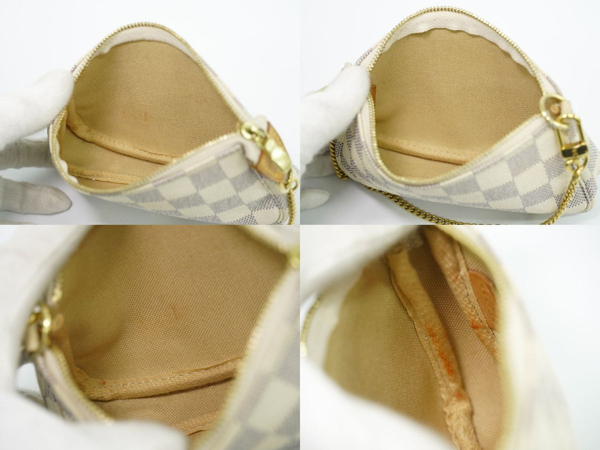 Louis Vuitton LV Mini Pochette Accessoires Damier Azur Handbag Pouch White Gray — view 8