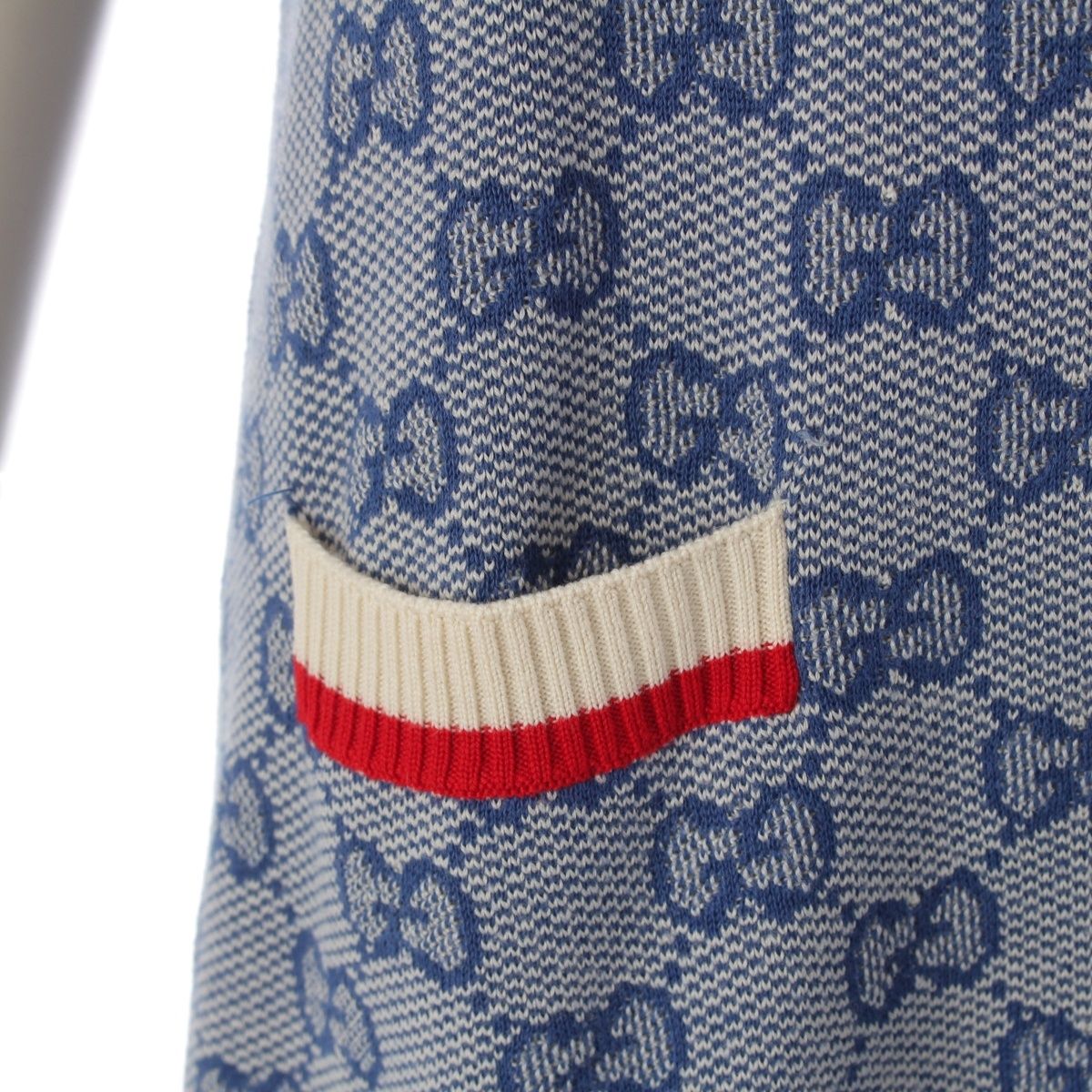 Gucci GG Jacquard Short Sleeve Knit Dress Blue — view 8