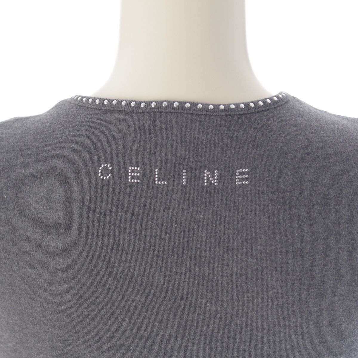 Celine Cotton Triomphe Macadam Studded Tank Top 2 Gray — view 8