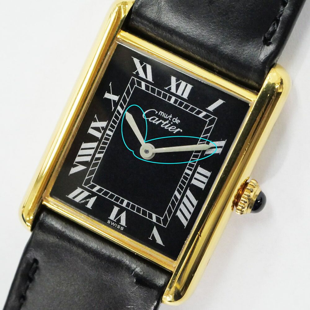 Cartier Must Tank LM Black Dial 925 Leather Vintage Manual Wind Watch — view 8