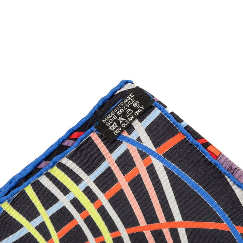 Hermes Carre 90 Lart du Temari Universe Scarf Black Multicolor Silk — view 8