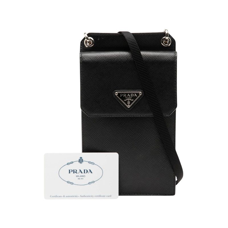 Prada Crossbody Phone Shoulder Strap Case Bag Black Saffiano Leather — view 6