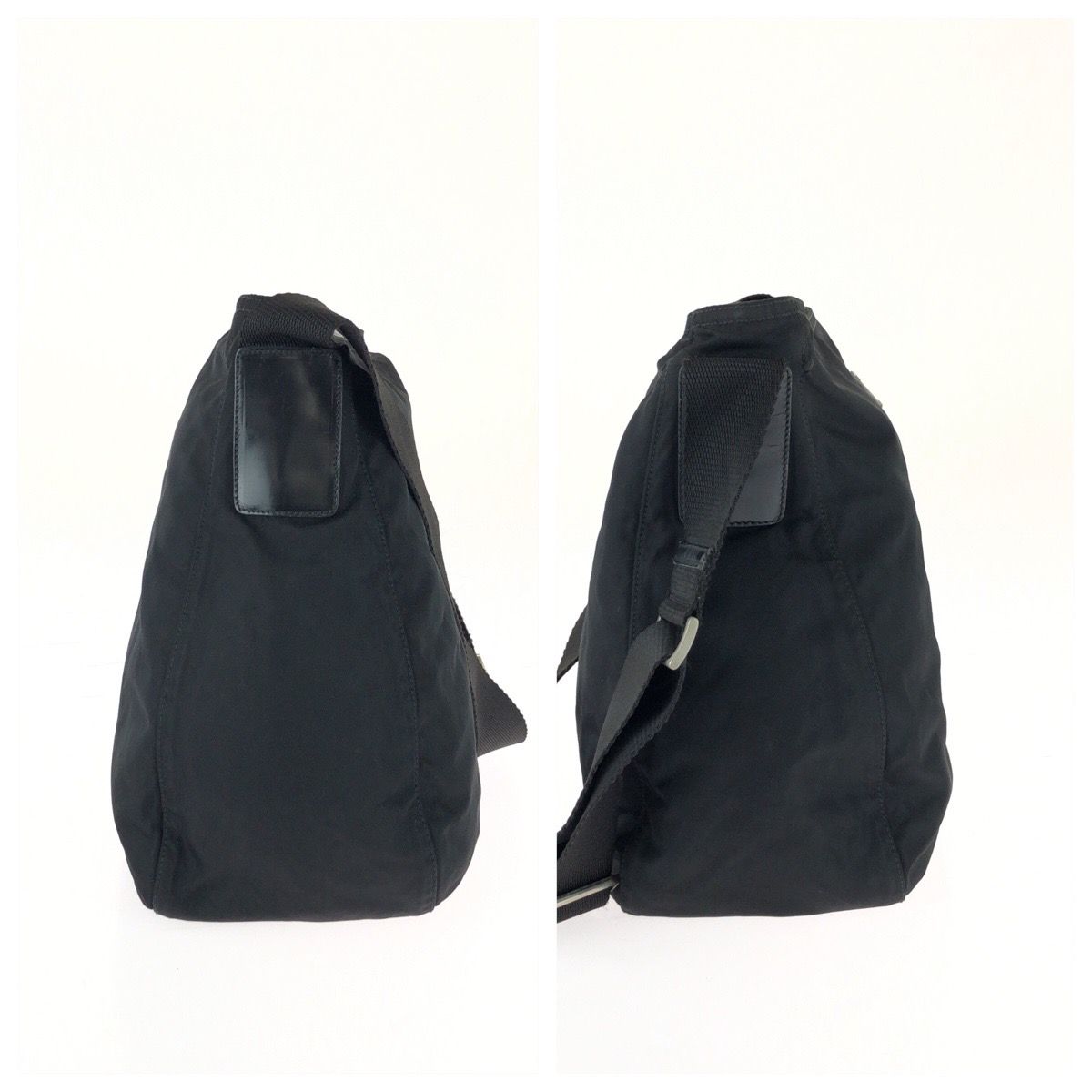 Prada Tessuto Black Silver Nylon Leather Shoulder Bag — view 8