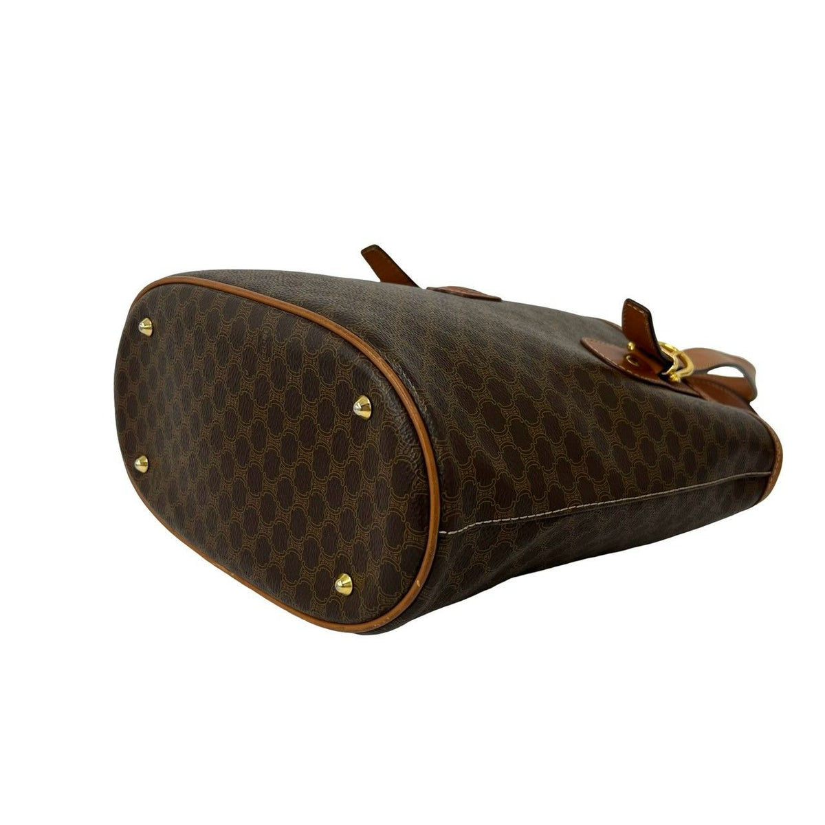 Celine Vintage Macadam Blason Leather Tote Bag Brown — view 8