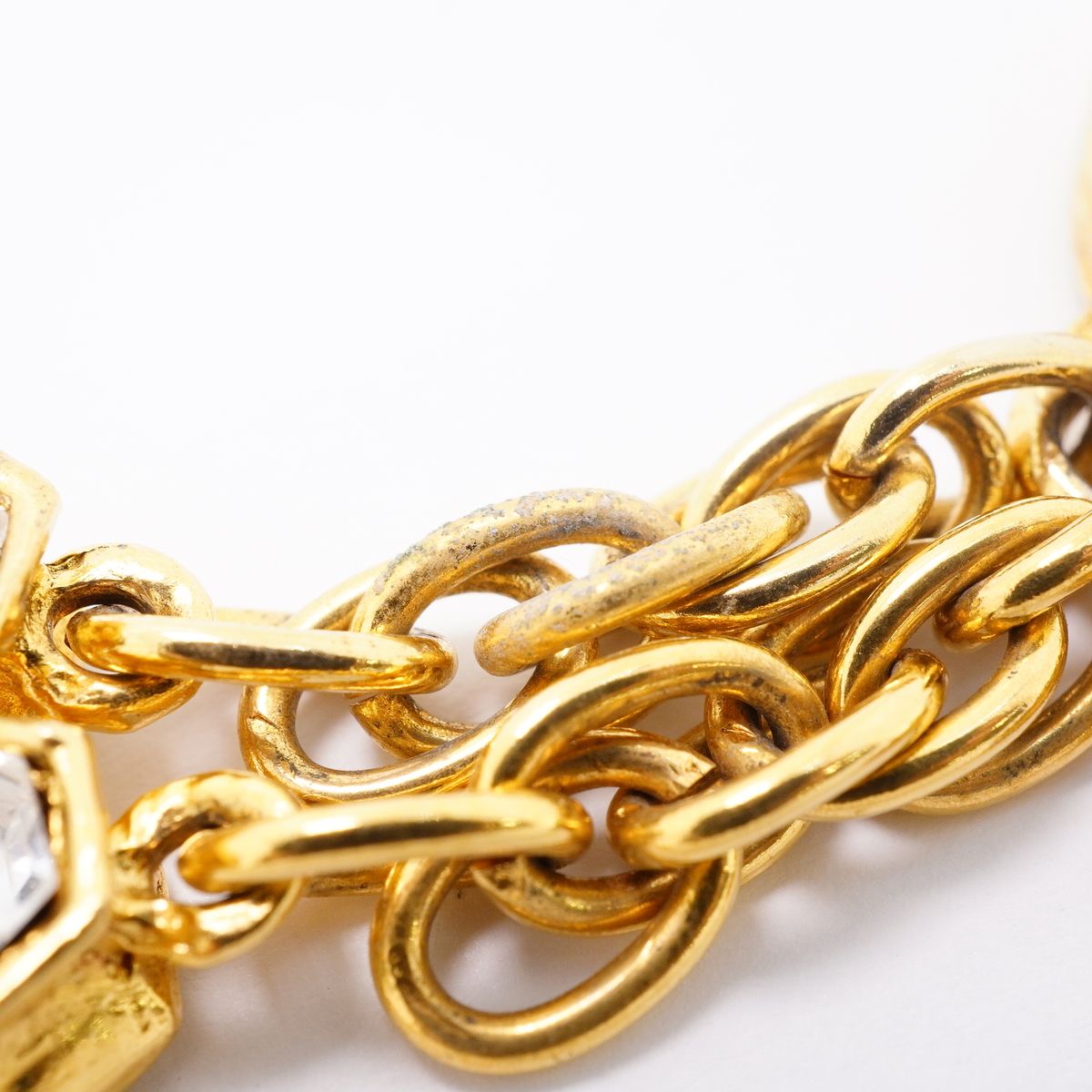 Chanel Necklace Vintage CC Logo Gold Plated Rhinestone — view 7
