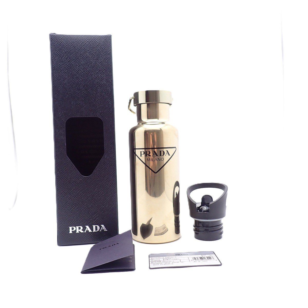 Prada Logo Stainless Steel Bottle Water Tumbler Gold — view 8