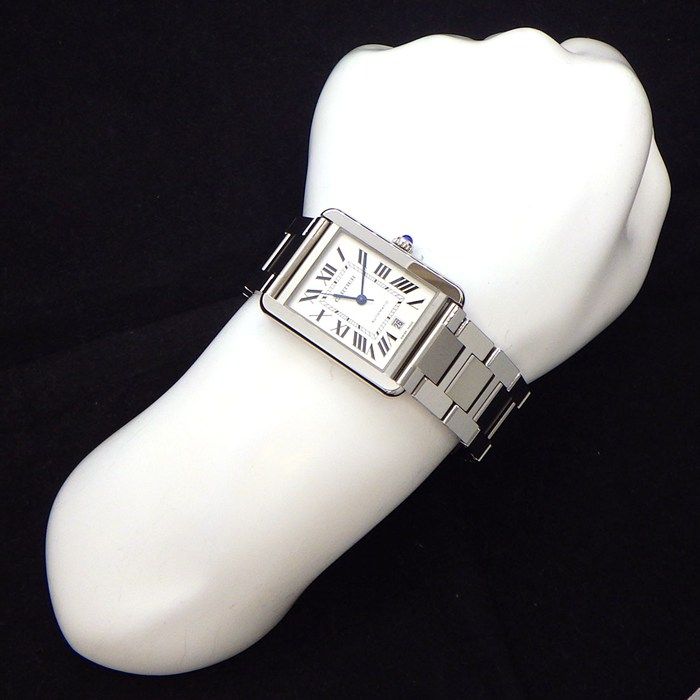 Cartier Watch Tank Solo XL Rectangular Silver Dial Roman Index Date SS Automatic — view 8