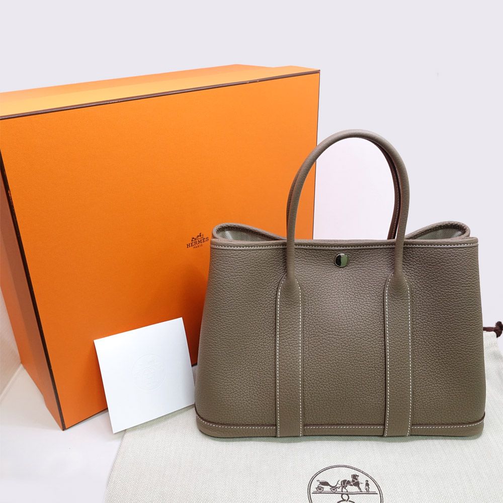 Hermes Garden Party TPM Handbag Around Etoupe Silver — view 8