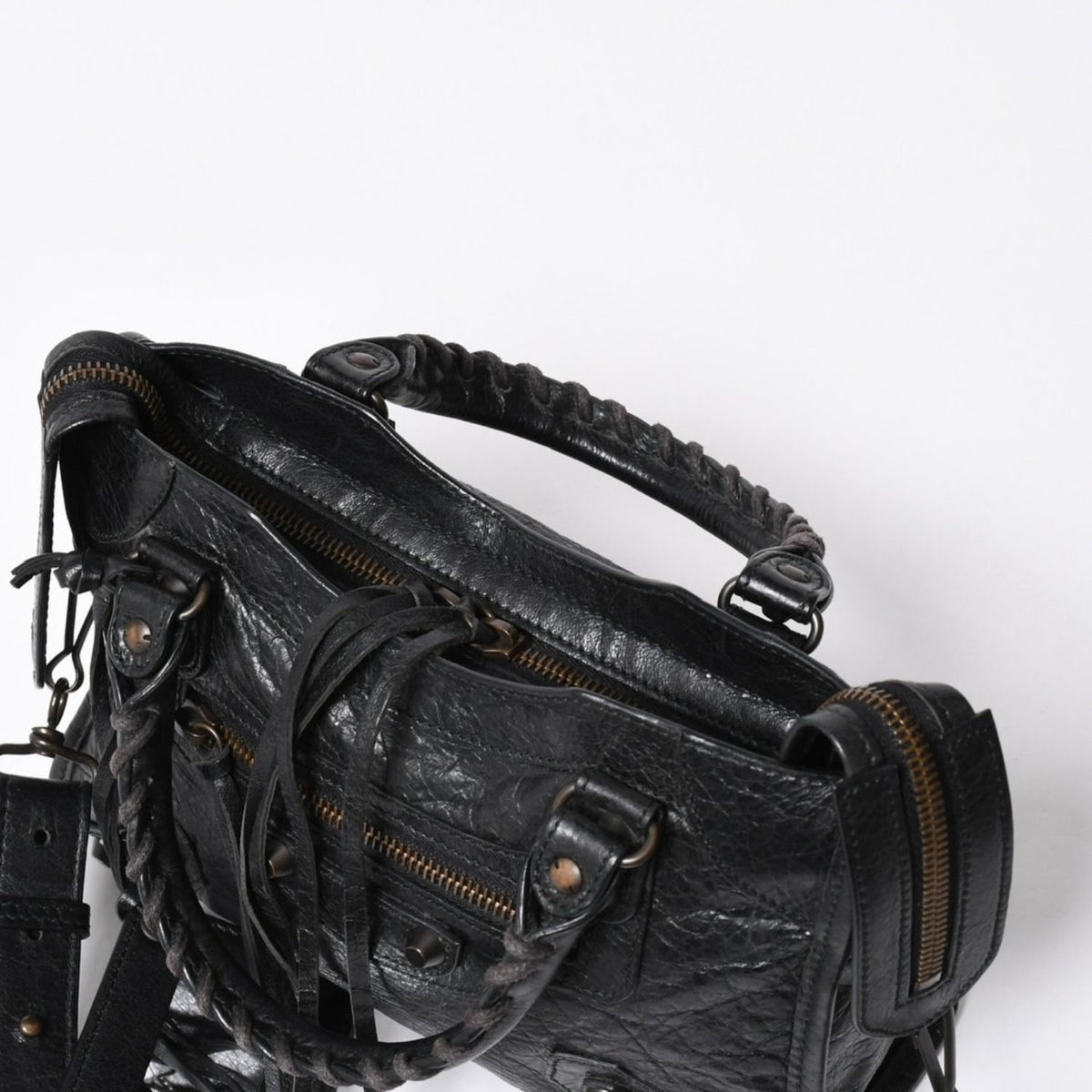 Balenciaga Le City Mini 2-Way Shoulder Bag Black Blanc — view 8