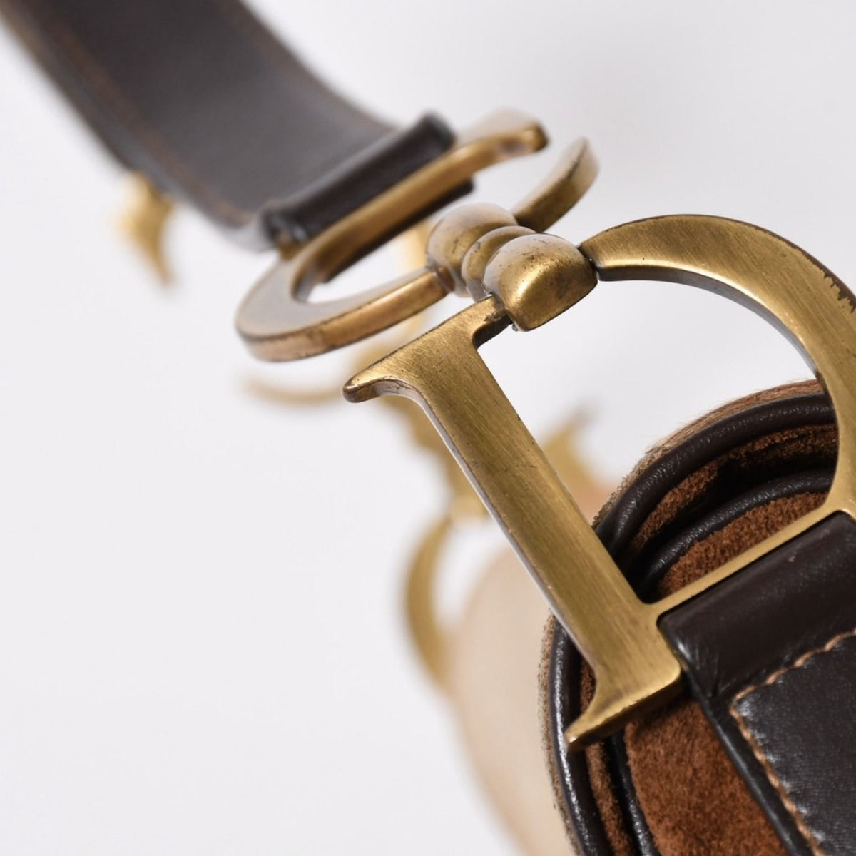 Dior Saddle Bag Calf Hair Suede Brown Gold — view 8