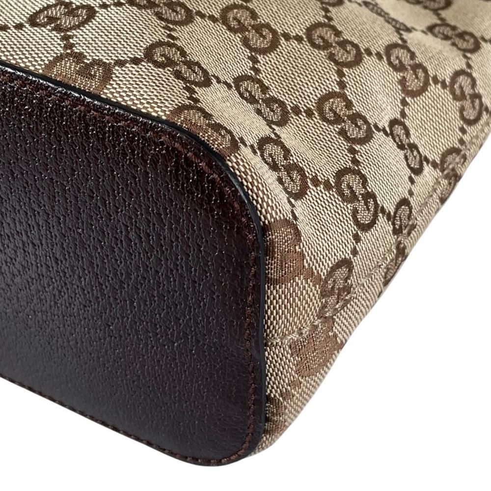 Gucci Shoulder Bag Tote GG Canvas Leather Brown Silver — view 8