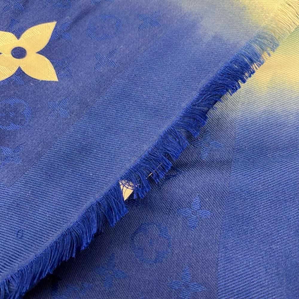 Louis Vuitton Shawl Monogram LV Escale Tie Dye Silk Wool Blue Scarf — view 6