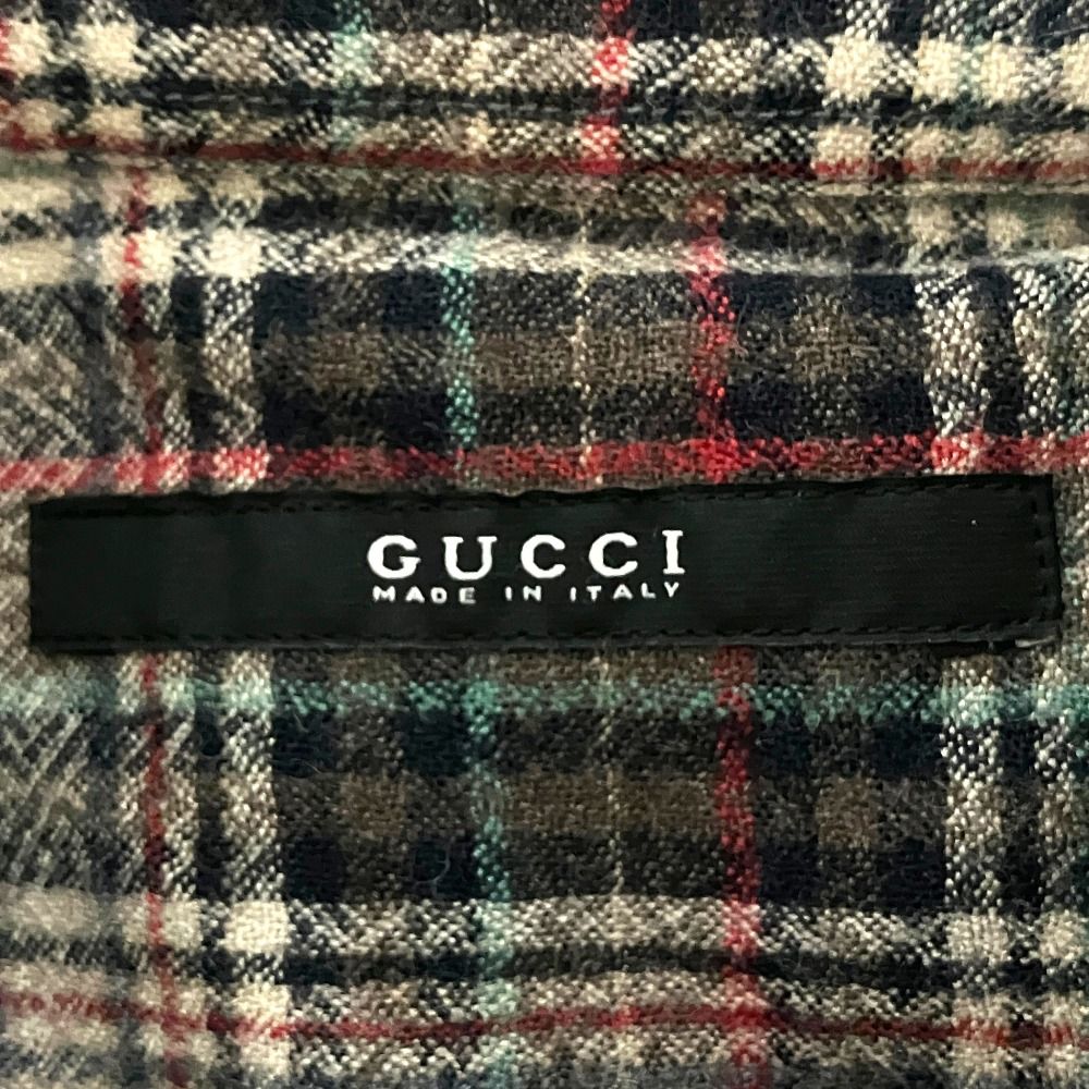 Gucci Plaid Pattern Long Sleeve Wool Flannelette Blouse — view 7